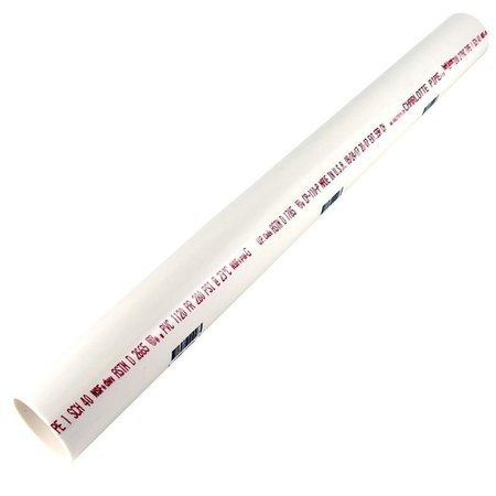 Genova Charlotte Pipe Cut Pipe, 2 in, 2 ft L, SCH 40 Schedule, PVC, White PVC 07200 0200